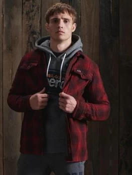 Image of Superdry Miller Flannel Shirt - Red , Red, Size S, Men