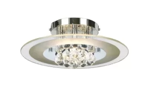 Image of Delmar Flush Ceiling Round 4 Light Polished Chrome, Glass, Crystal