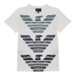 Image of Emporio Armani Boys Three Eagle Logo T Shirt - White