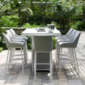 Image of Maze Rattan Regal 8 Seat Fire Pit Bar Set Lead Chine