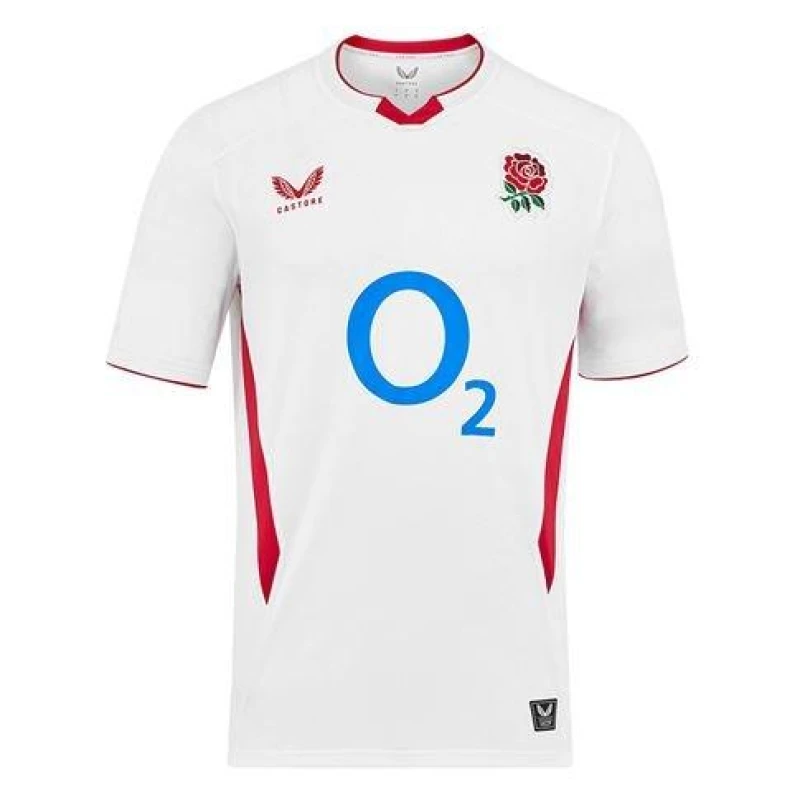Image of Castore England Rugby Home Authentic Shirt 2025 Adults White/Red male L
