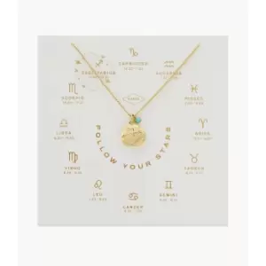 Image of Fossil Womens Sagittarius Crystal Turquoise Pendant Necklace - Gold