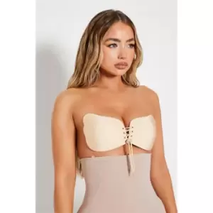 Image of I Saw It First Lace Up Stick On Enhancing Bra - Brown