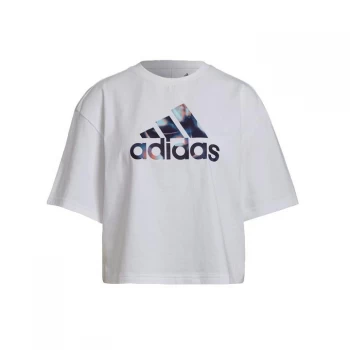 Image of adidas You for You Cropped Logo T-Shirt Womens - White