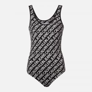 Image of Calvin Klein Jeans Womens Milano Logo AOP Stretch Body - Institutional Logo AOP Black - M