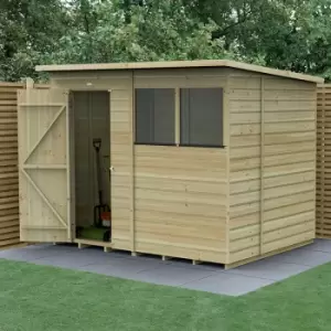 Image of 8' x 6' Forest Beckwood 25yr Guarantee Shiplap Pent Wooden Shed - Natural Timber