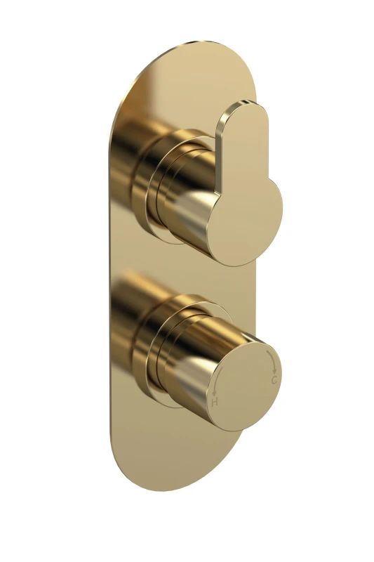 Image of Balterley Concealed Thermostatic Twin Valve Diverter 2 Outlets Brushed Brass Bronze