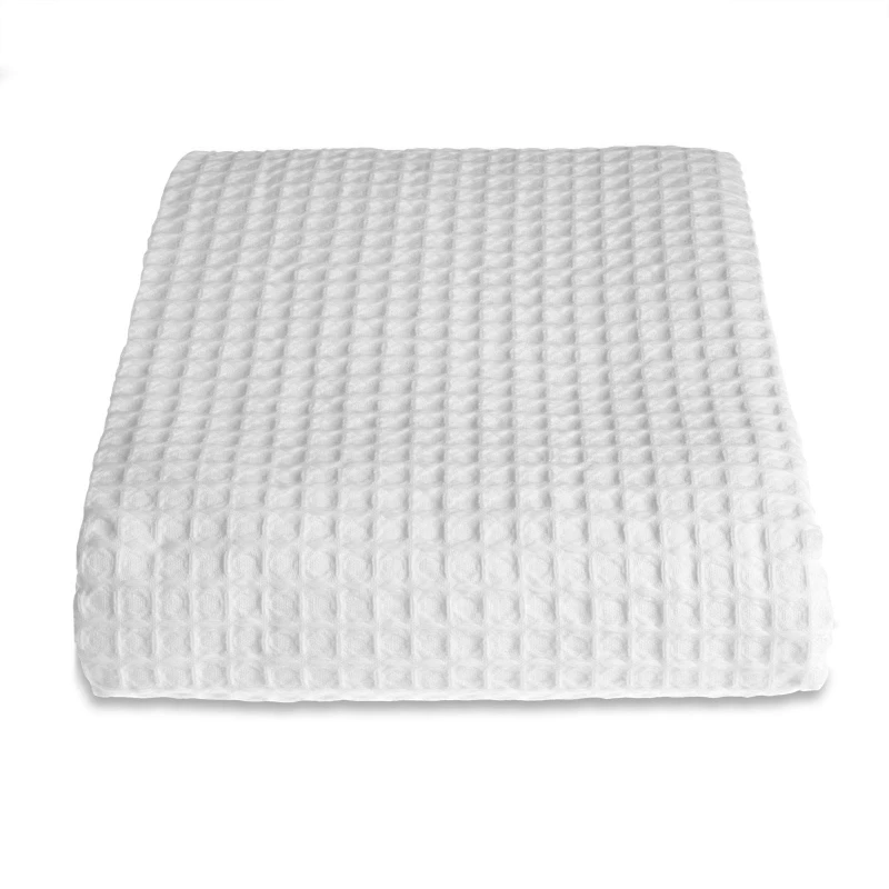 Image of Allure Bath Fashions Luxury Hotel Waffle Throw Blanket Bedspread - 100% Cotton in White Size: Small White Unisex Small