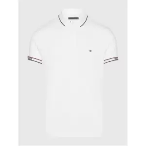Image of Tommy Hilfiger Knitted Tape Cuff Reg Polo - White
