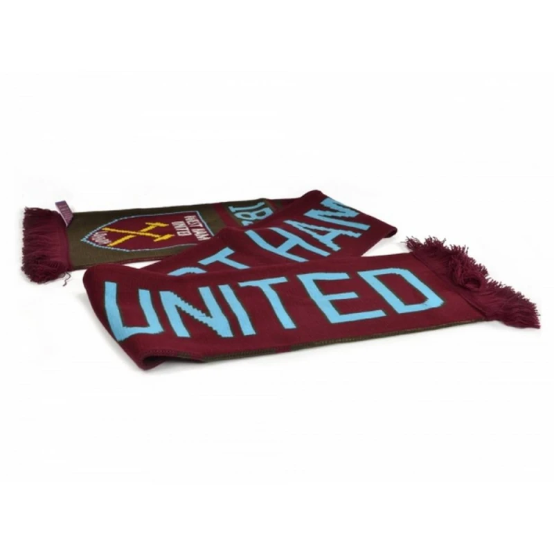 Image of West Ham United FC Mens West Ham FC Official Football Jacquard Nero Design Scarf in Red Red Male One Size