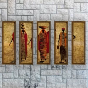 Image of KZM386 Multicolor Decorative Framed MDF Painting (5 Pieces)
