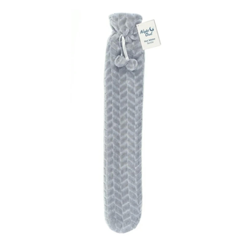 Image of Anika 2L Grey Faux Fur Long Hot Water Bottle