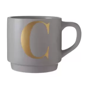 Image of Grey Porcelain C Alphabet Mug
