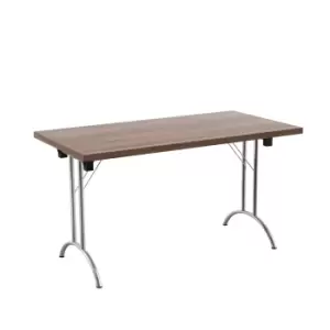 Image of Tc One Union Folding Table 1400 x 700 Chrome Frame Dark Walnut Rectangular Top