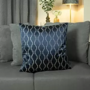 Image of Ashley Wilde Nash Embroidered Jacquard Cushion Cover, Ink/Royal, 50 x 50 Cm