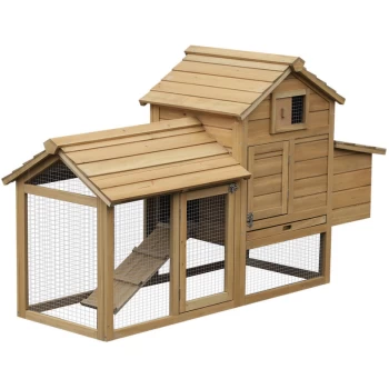Image of Pawhut - Chicken Coop Hen Cage Small Animal Hutch Nesting Box w/ Outdoor Run