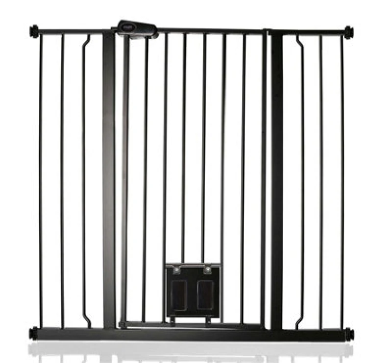 Image of Bettacare Pet Gate With Lockable Cat Flap, 100.8Cm - 108.4Cm, Black, 104Cm In Height