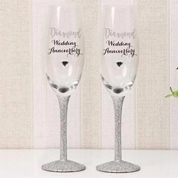 Image of Celebrations Champagne Flutes Set of 2 - Diamond Anniversary