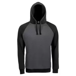 Image of SOLS Unisex Seattle Contrast Raglan Hoodie (XL) (Charcoal Marl/Black)