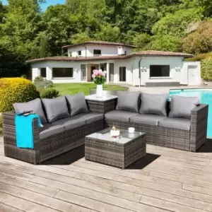 Image of Malta Rattan 6 Seater Corner Set in Grey