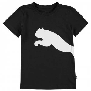 Image of Puma Big Cat QT T Shirt Junior Boys - Black/White