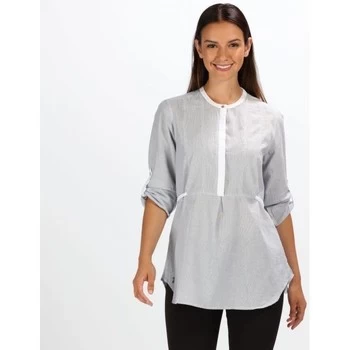 Image of Regatta Womens Maladee Long Sleeve Belted Shirt womens Shirt in Blue - Sizes UK 10,UK 12,UK 14,UK 16,UK 8