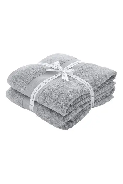 Image of Catherine Lansfield Anti Bacterial' Cotton Towels (Pair) Silver