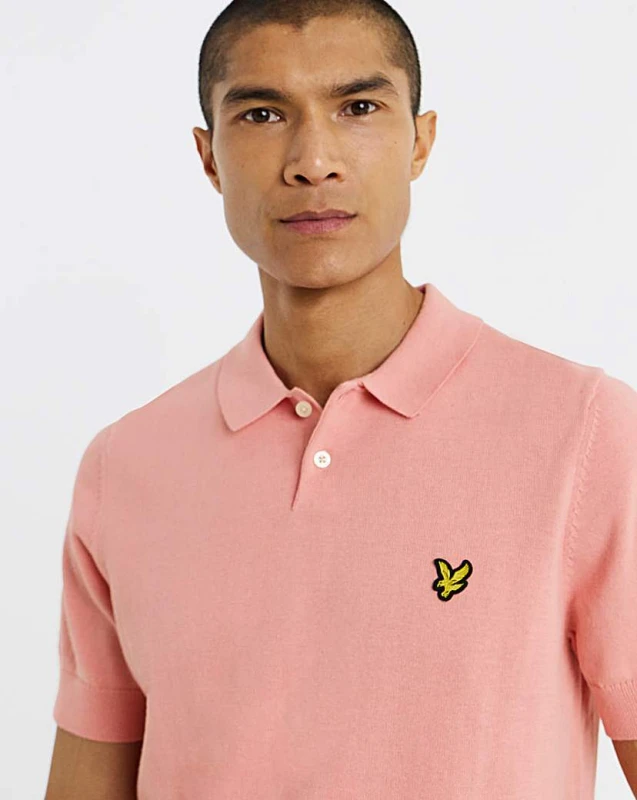 Image of Lyle & Scott Lyle & Scott Cotton Knitted Polo Grapefruit - Lyle & Scott - Size: M Grapefruit Male M LC03601