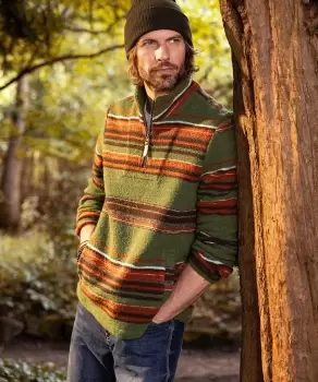 Image of Striped Quarter Zip Fleece