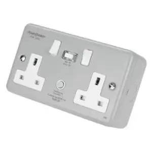 Image of Powerbreaker 13A 2 Gang Rcd Type A Passive Metal Clad Socket - K22-MP