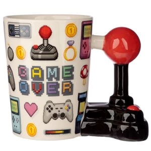 Image of Gaming Joystick Shaped Handle Mug with Pixel Decal