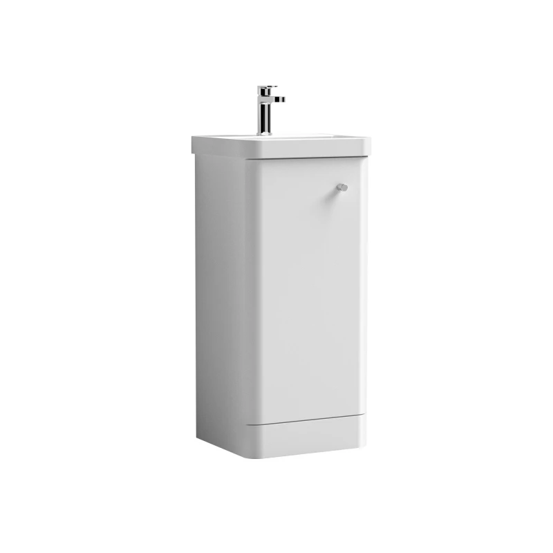 Image of Balterley Floor Standing 1 Door Vanity Ceramic Basin Gloss White 400mm White