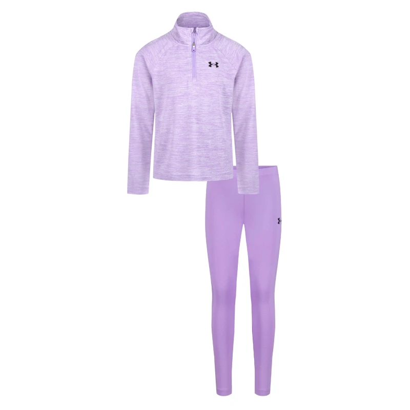 Image of Under Armour Kids Quarter-Zip Poly Tracksuit Lilac/Black female 2 - 3 Years
