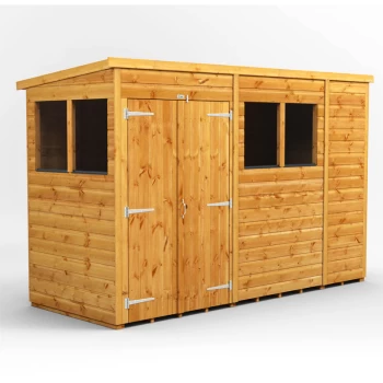 Image of Power Sheds - 10x4 Power Pent Double Door Garden Shed - Brown