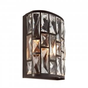 Image of 1 Light Indoor Wall Light Dark Bronze with Crystal, E14