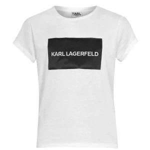 Image of KARL LAGERFELD Junior Girls Block Logo T Shirt - Blanc 10B