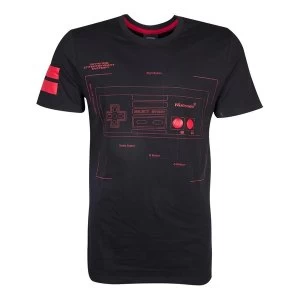 Image of Nintendo - Nes Controller Super Power Mens Medium T-Shirt - Black/Red