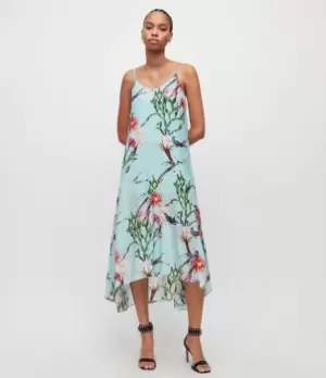 Image of AllSaints Womens Essey Senja Dress, Blue, Size: 6