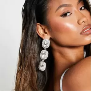 Image of I Saw It First Oversized Diamante Stud Drop Earrings - Metallics