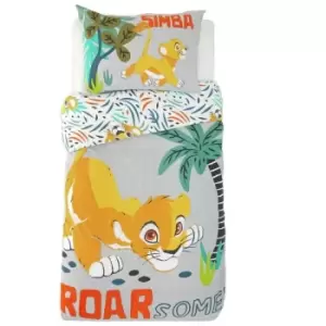 Image of Roarsome Duvet Cover Set (Single) (White/Grey/Blue) - White/Grey/Blue - The Lion King