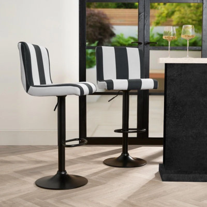 Image of OHS OHS Adjustable Bar Stools x 2 Velvet Swivel Pub Seat Kitchen Breakfast Counter Chair in White White One Size Unisex 5027434212903