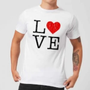 Image of Love Heart Textured T-Shirt - White - 4XL