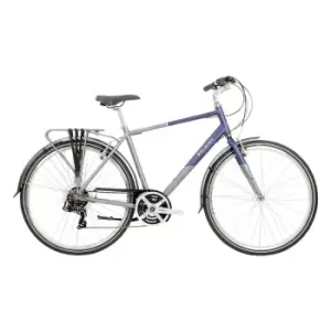 Image of 2021 Raleigh Pioneer Tour Crossbar Hybrid Bike in Blue and Grey