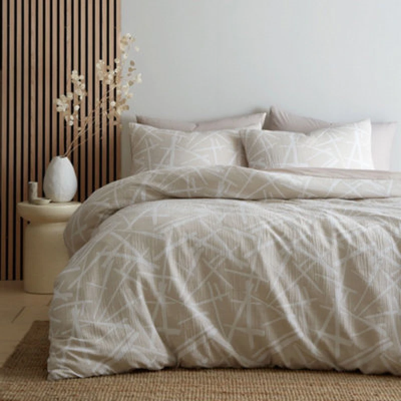 Image of Appletree Otto Textured Geometric Duvet Cover Bedding Set Natural