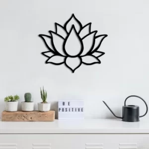 Image of Lotus Flower 1 Black Decorative Metal Wall Accessory