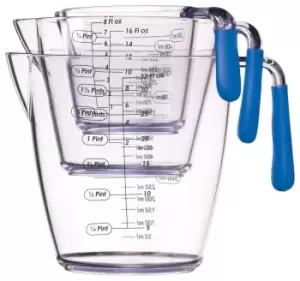 Image of 3 Piece Blue Acrylic Measuring Jug Set