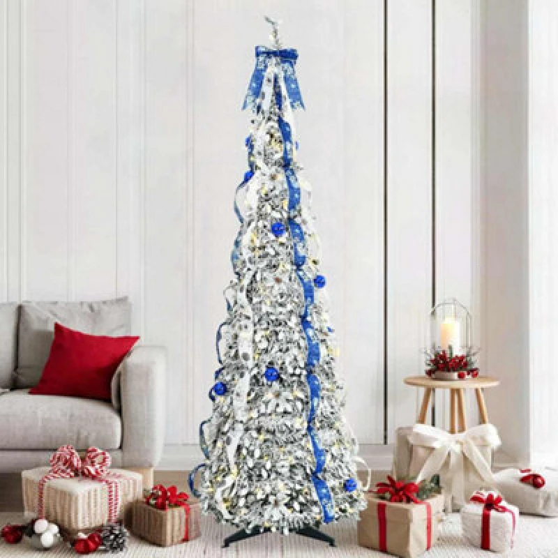 Image of Vidaxl Artificial Christmas Tree With 200 Leds White 210 Cm Pvc