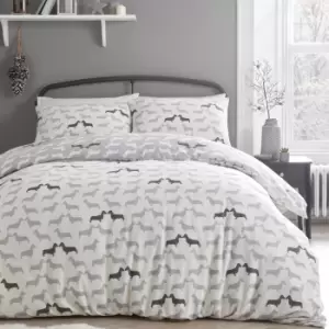 Image of Dudley Love Grey 100% Brushed Cotton Duvet Cover Set Grey