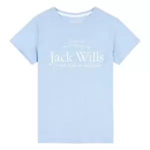 Image of Jack Wills Kids Girls Forstal Logo Script T-Shirt - Blue