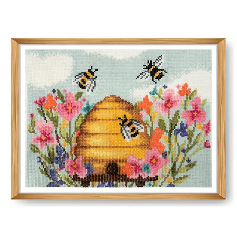 Image of Groves Of Thames Xstitch Modern Bee - Counted Cross Stitch Kit: Large: Modern Bee - Trimits
